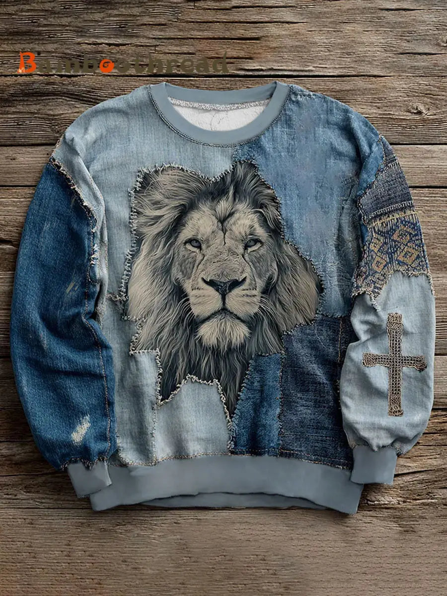 Men’s Faith Cross Art Crew Neck Sweatshirt As picture / S