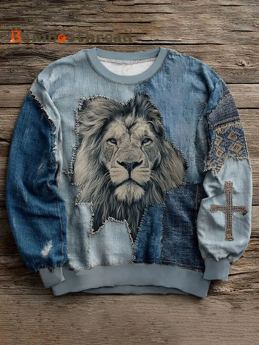 Men’s Faith Cross Art Crew Neck Sweatshirt As picture / S