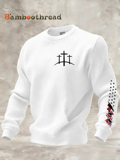 Men’s Faith Cross Checkered Cotton Hoodie White / S