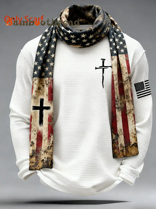 Men’s Faith Cross Flag Warm Scarfs As picture / ONE