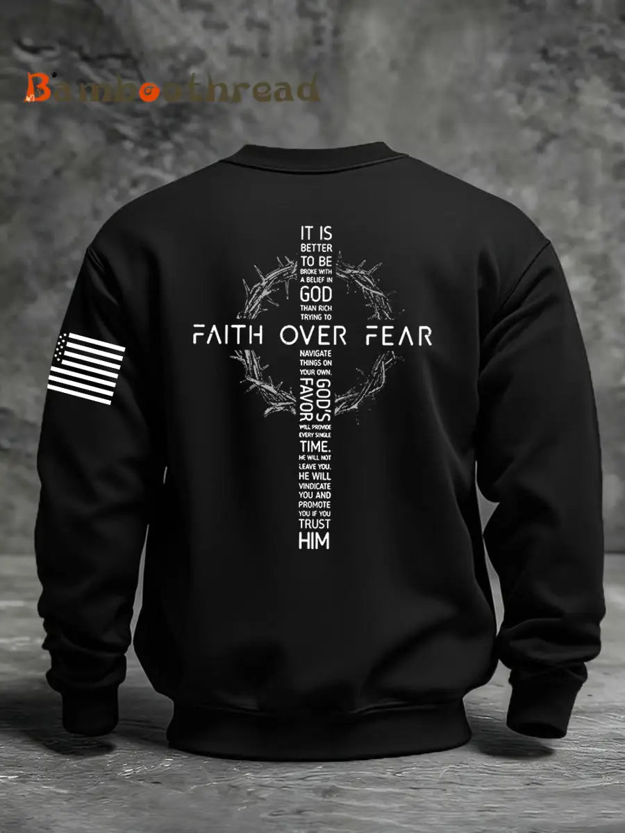 Men’s Faith Over Fear Faith Print Casual Sweatshirt