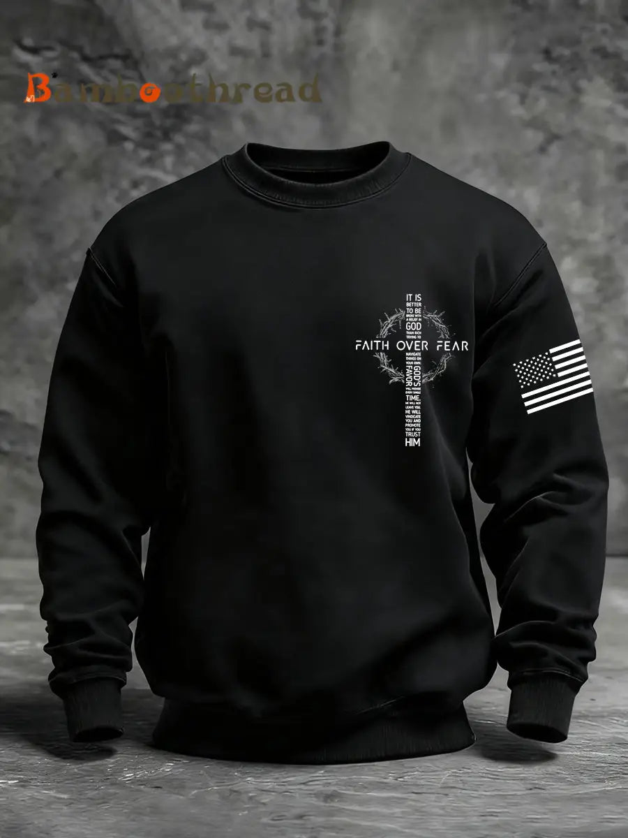 Men’s Faith Over Fear Faith Print Casual Sweatshirt