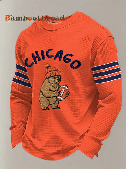 Men’s Football Fans Gameday Casual Waffle Long Sleeve T-Shirt Orange / S