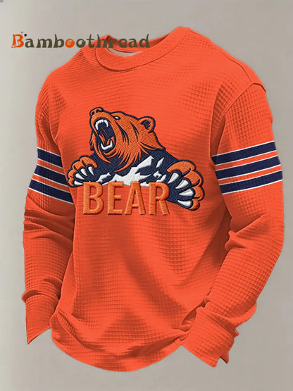 Men’s Football Fans Gameday Casual Waffle Long Sleeve T-Shirt Orange / S