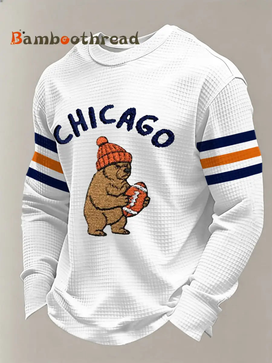 Men’s Football Fans Gameday Casual Waffle Long Sleeve T-Shirt White / S