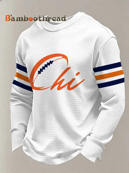 Men’s Football Fans Gameday Casual Waffle Long Sleeve T-Shirt White / S