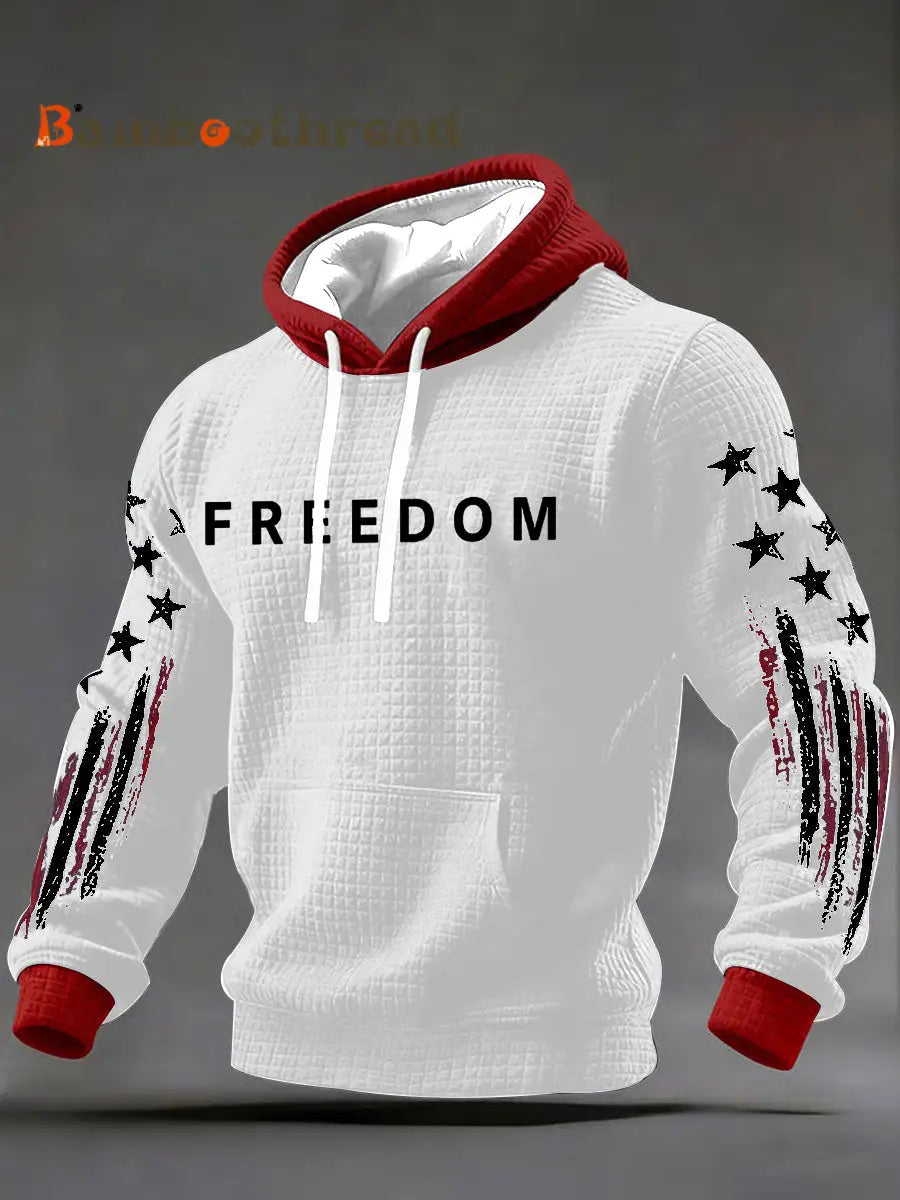 Men’s Freedom Checkered Cotton Hoodie White / S