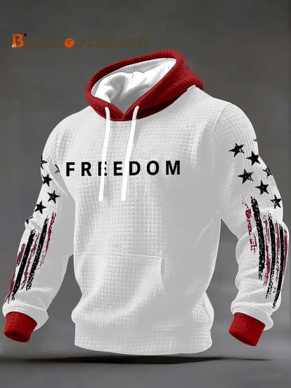 Men’s Freedom Checkered Cotton Hoodie White / S