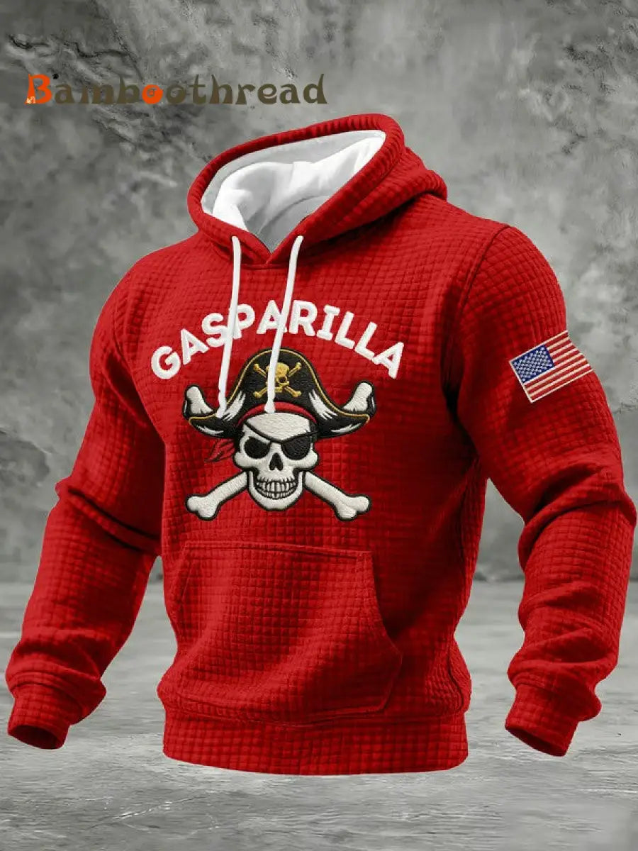 Men’s Gasparilla Pirate Festival Printed Casual Checkered Cotton Hoodie Red / S