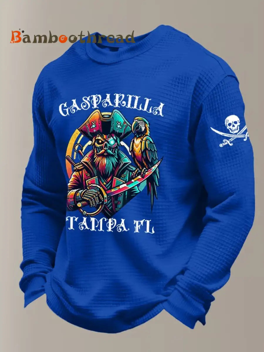 Men’s Gasparilla Pirate Festival Printed Waffle Sweatshirt Blue / S
