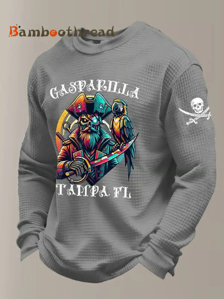 Men’s Gasparilla Pirate Festival Printed Waffle Sweatshirt Gray / S