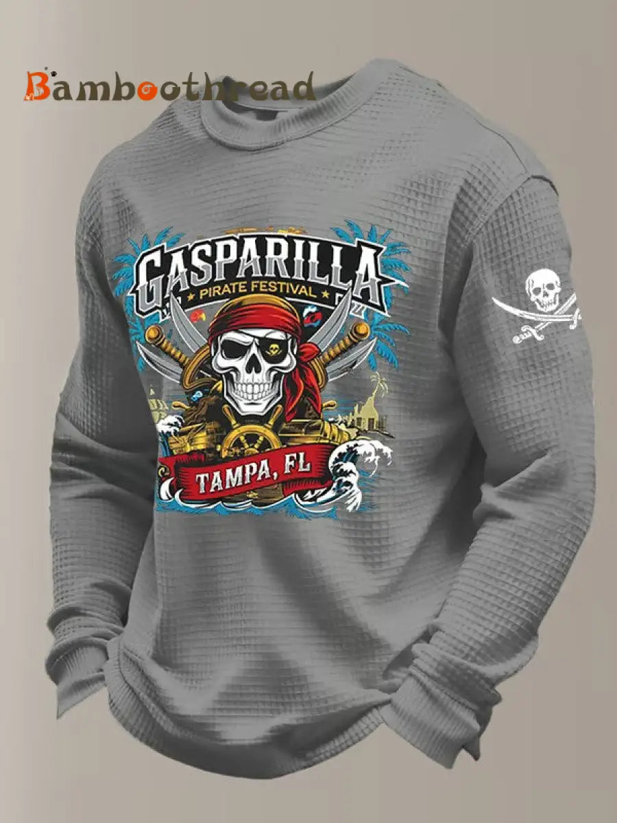 Men’s Gasparilla Pirate Festival Printed Waffle Sweatshirt Gray / S