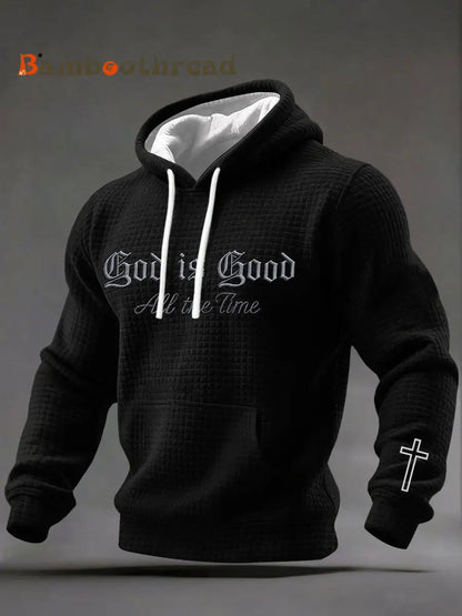 Men’s God Is Good Print Casual Hoodie Black / S
