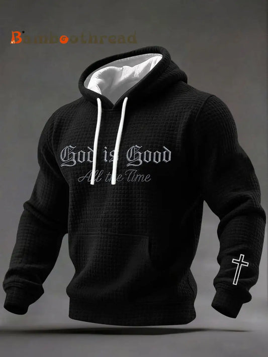 Men’s God Is Good Print Casual Hoodie Black / S