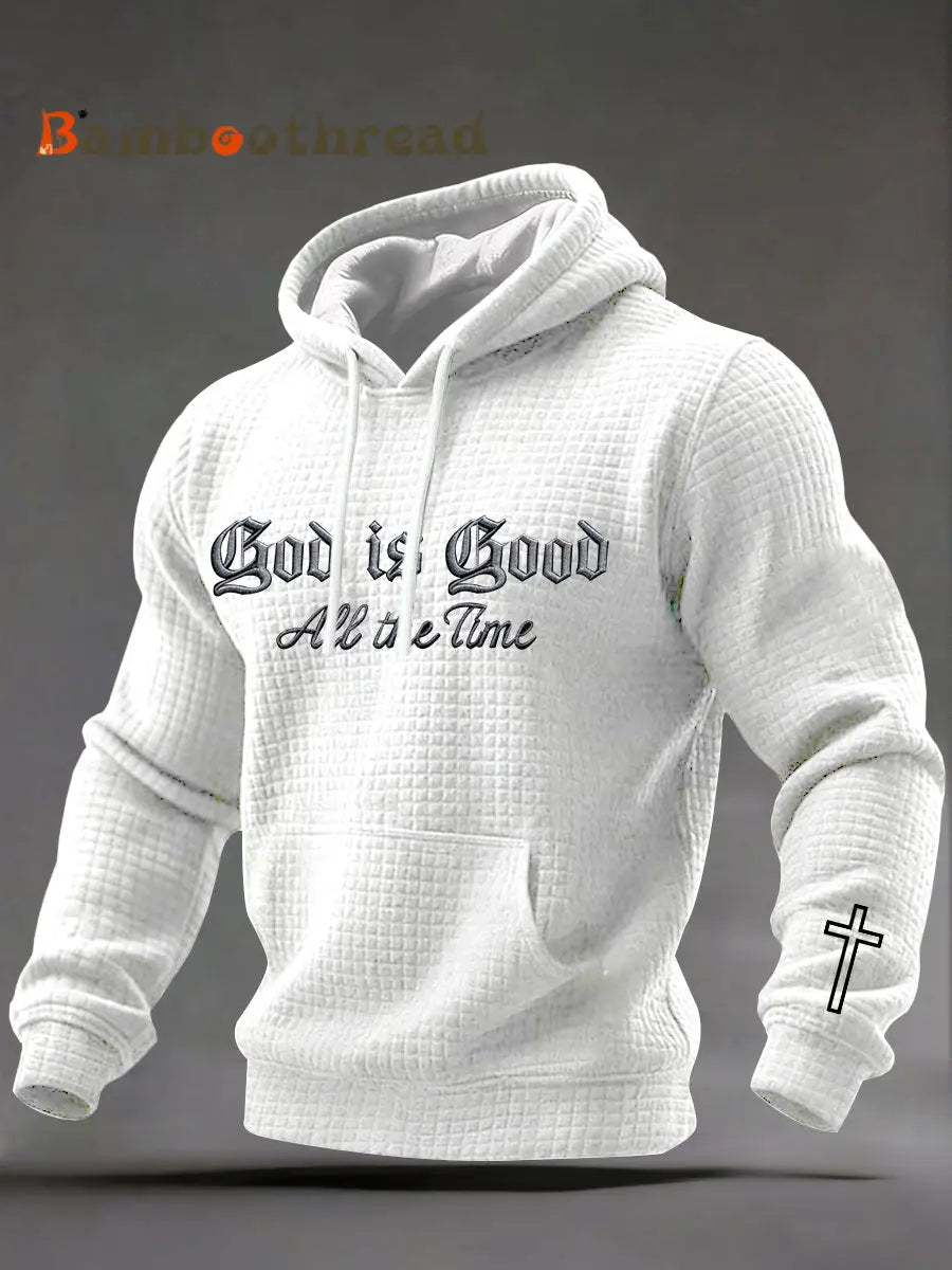 Men’s God Is Good Print Casual Hoodie White / S