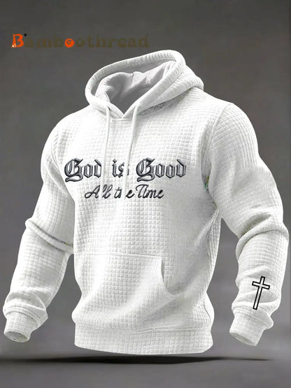 Men’s God Is Good Print Casual Hoodie White / S