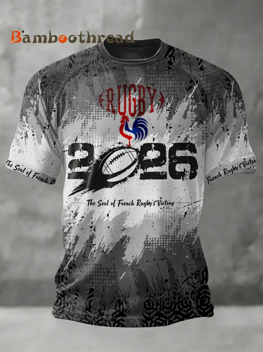 Men’s Grey French Rugby Print 2026 Go for It T-Shirt Jersey Gray / S