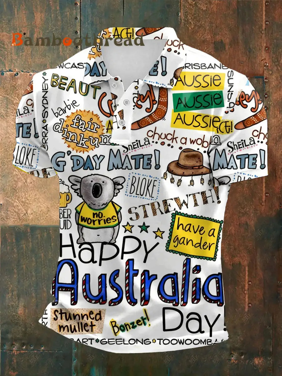Men’s Happy Australia Day polo shirt As picture / S