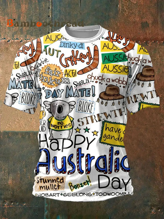 Men’s Happy Australia Day short sleeve t-shirt White / S