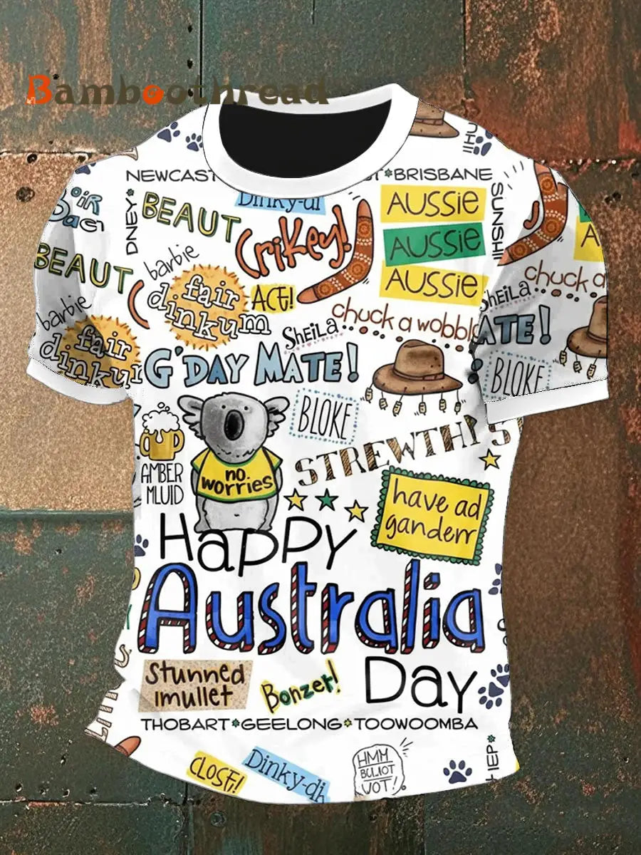 Men’s Happy Australia Day Short sleeves T-shirt White / S