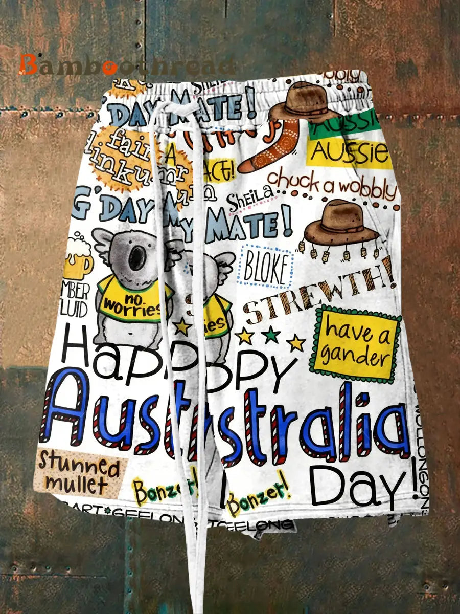Men’s Happy Australia Day Shorts White / S