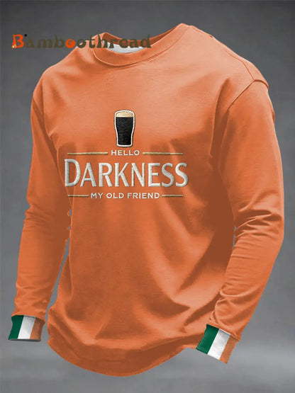 Men’s Hello Darkness My Old Friend Crew Neck Sweatshirt Orange / S