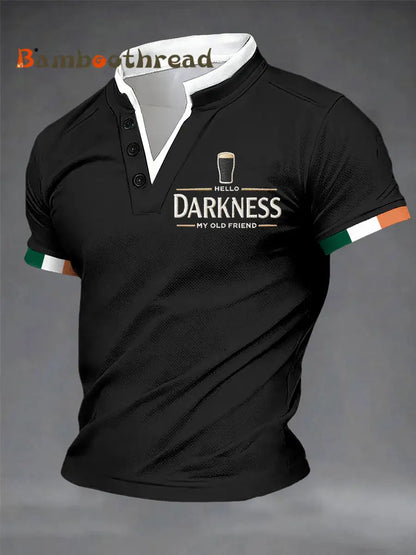 Men’s Hello Darkness My Old Friend Double Layer Collar T-Shirt Black / S