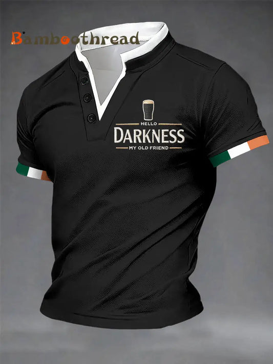 Men’s Hello Darkness My Old Friend Double Layer Collar T-Shirt Black / S