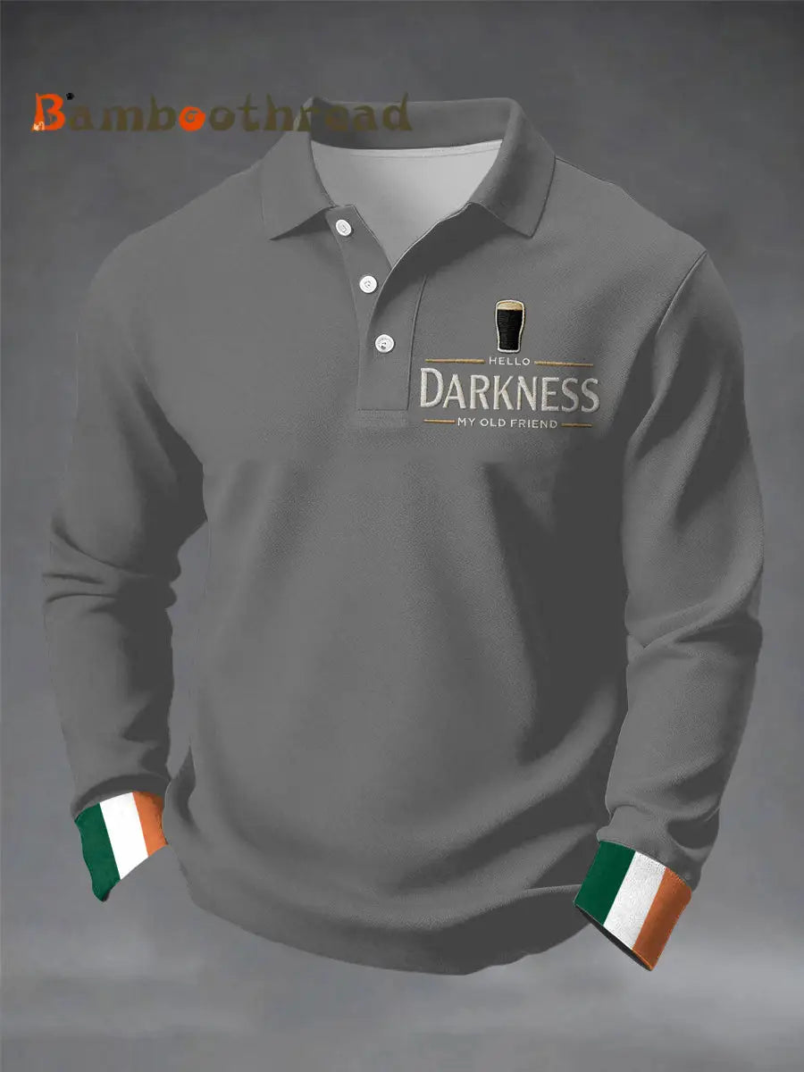 Men’s Hello Darkness My Old Friend long sleeve shirt Light Gray / S