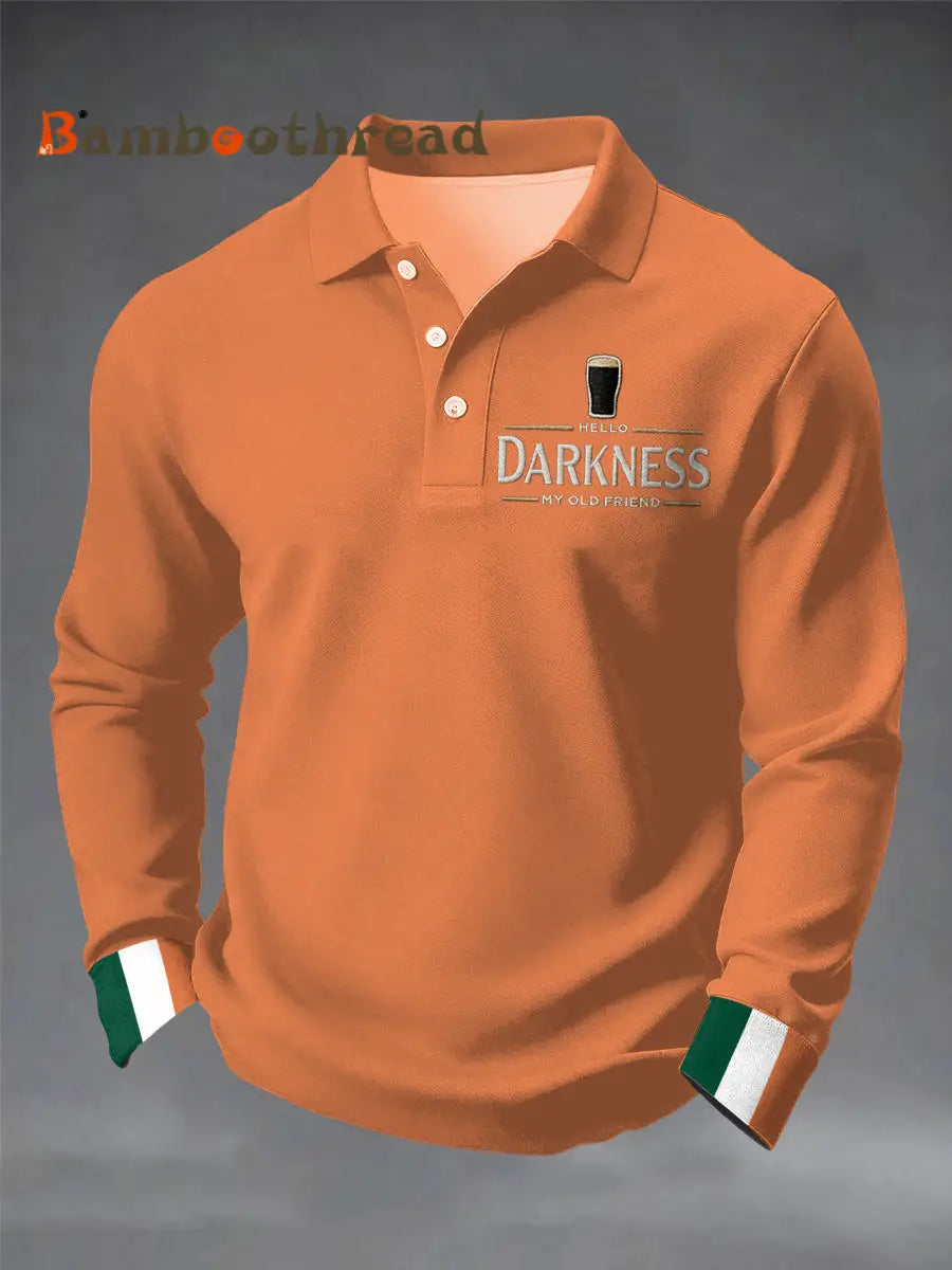 Men’s Hello Darkness My Old Friend long sleeve shirt Orange / S