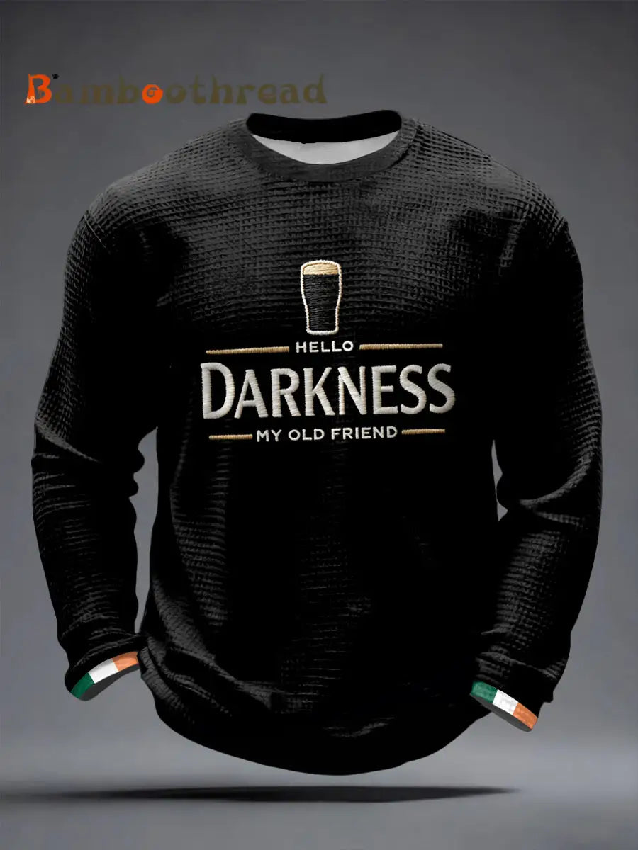 Men’s Hello Darkness My Old Friend Waffle Long Sleeve T-Shirt Black / S
