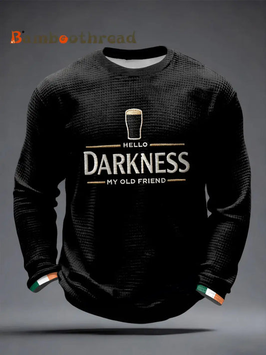Men’s Hello Darkness My Old Friend Waffle Long Sleeve T-Shirt Black / S
