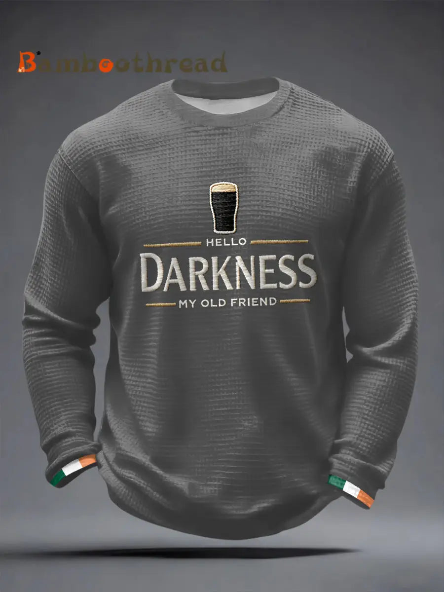 Men’s Hello Darkness My Old Friend Waffle Long Sleeve T-Shirt Gray / S