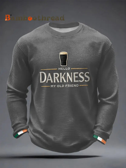 Men’s Hello Darkness My Old Friend Waffle Long Sleeve T-Shirt Gray / S