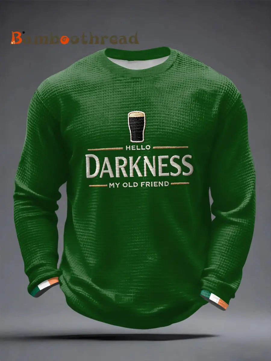 Men’s Hello Darkness My Old Friend Waffle Long Sleeve T-Shirt Green / S