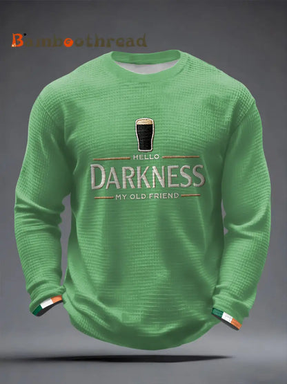 Men’s Hello Darkness My Old Friend Waffle Long Sleeve T-Shirt Light Green / S