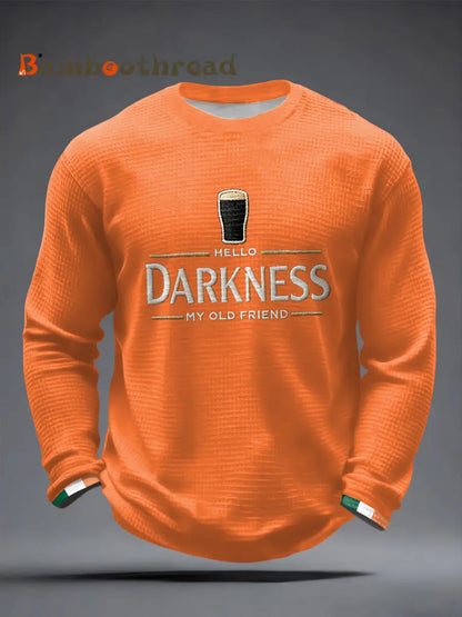 Men’s Hello Darkness My Old Friend Waffle Long Sleeve T-Shirt Orange / S