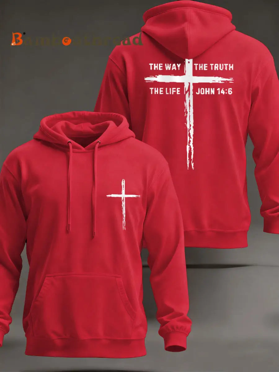 Men’s Jesus The Way The Truth The Life Casual Hoodie Red / S