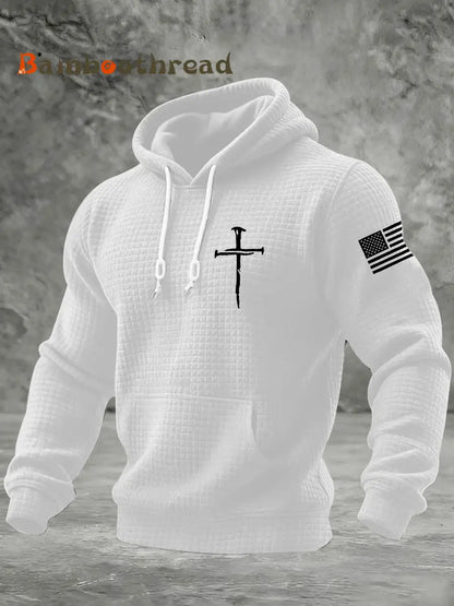 Men’s Jesus The Way The Truth The Life Cross Checkered Cotton Hoodie