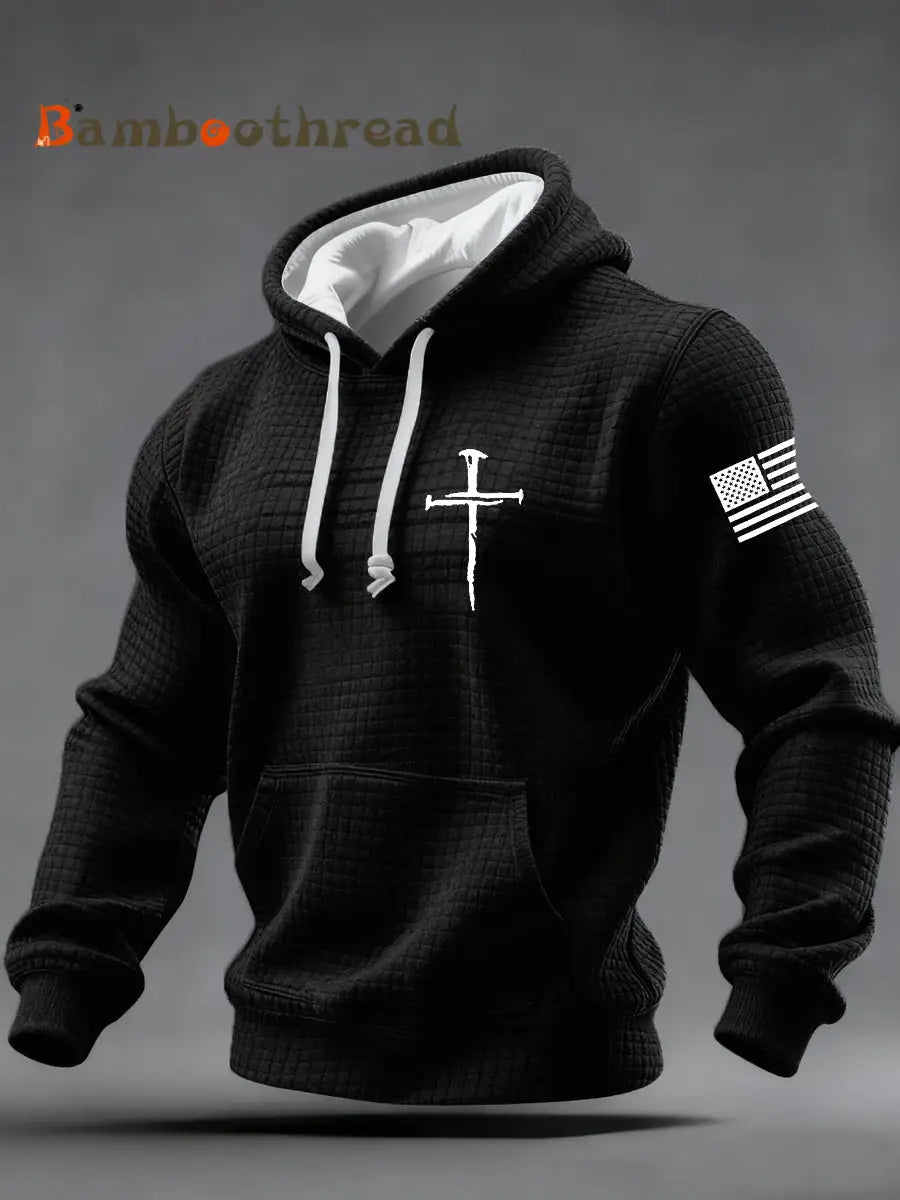 Men’s Jesus The Way The Truth The Life Cross Checkered Cotton Hoodie