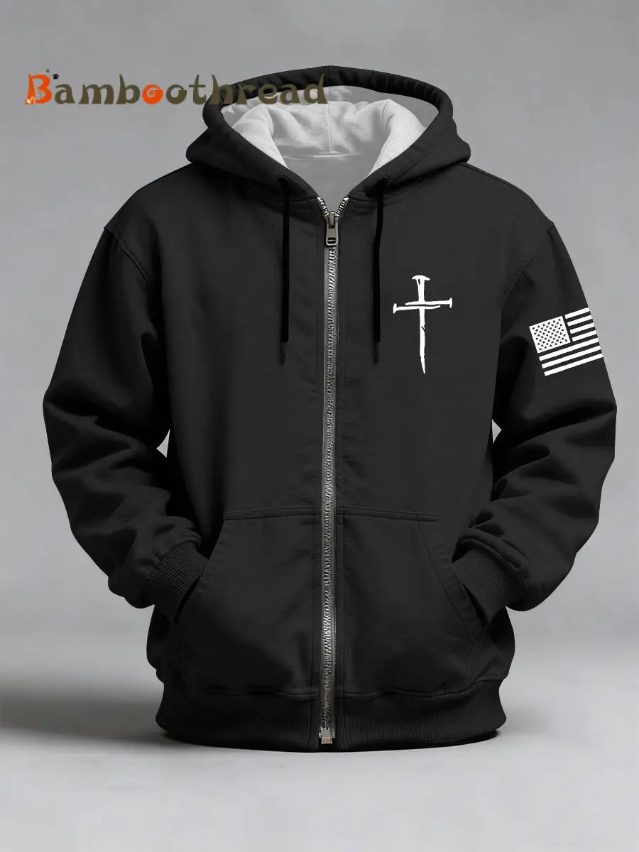 Men’s Jesus The Way The Truth The Life John 14:6 Christian Cross Print Zip-Up Hoodie