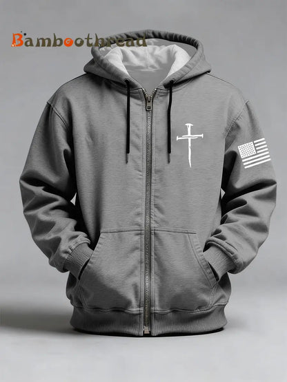 Men’s Jesus The Way The Truth The Life John 14:6 Christian Cross Print Zip-Up Hoodie