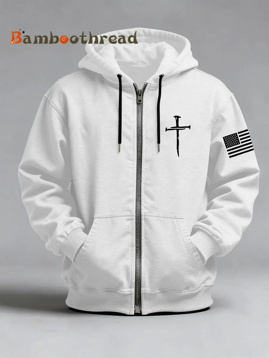 Men’s Jesus The Way The Truth The Life John 14:6 Christian Cross Print Zip-Up Hoodie