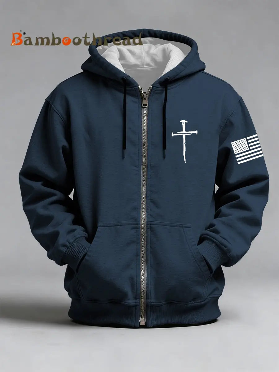 Men’s Jesus The Way The Truth The Life John 14:6 Christian Cross Print Zip-Up Hoodie