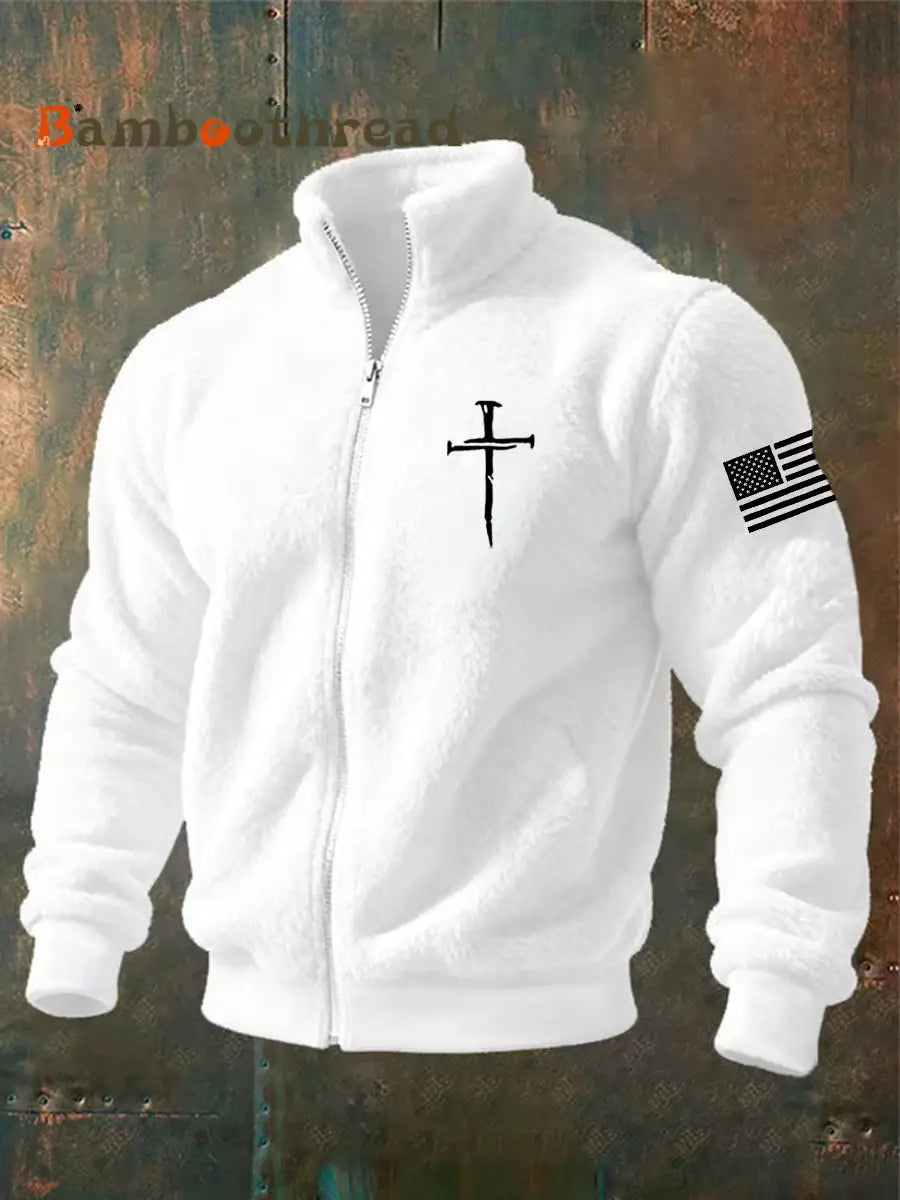 Men’s Jesus The Way The Truth The Life John 14:6 Christian Cross Zipper Flannel Hoodie