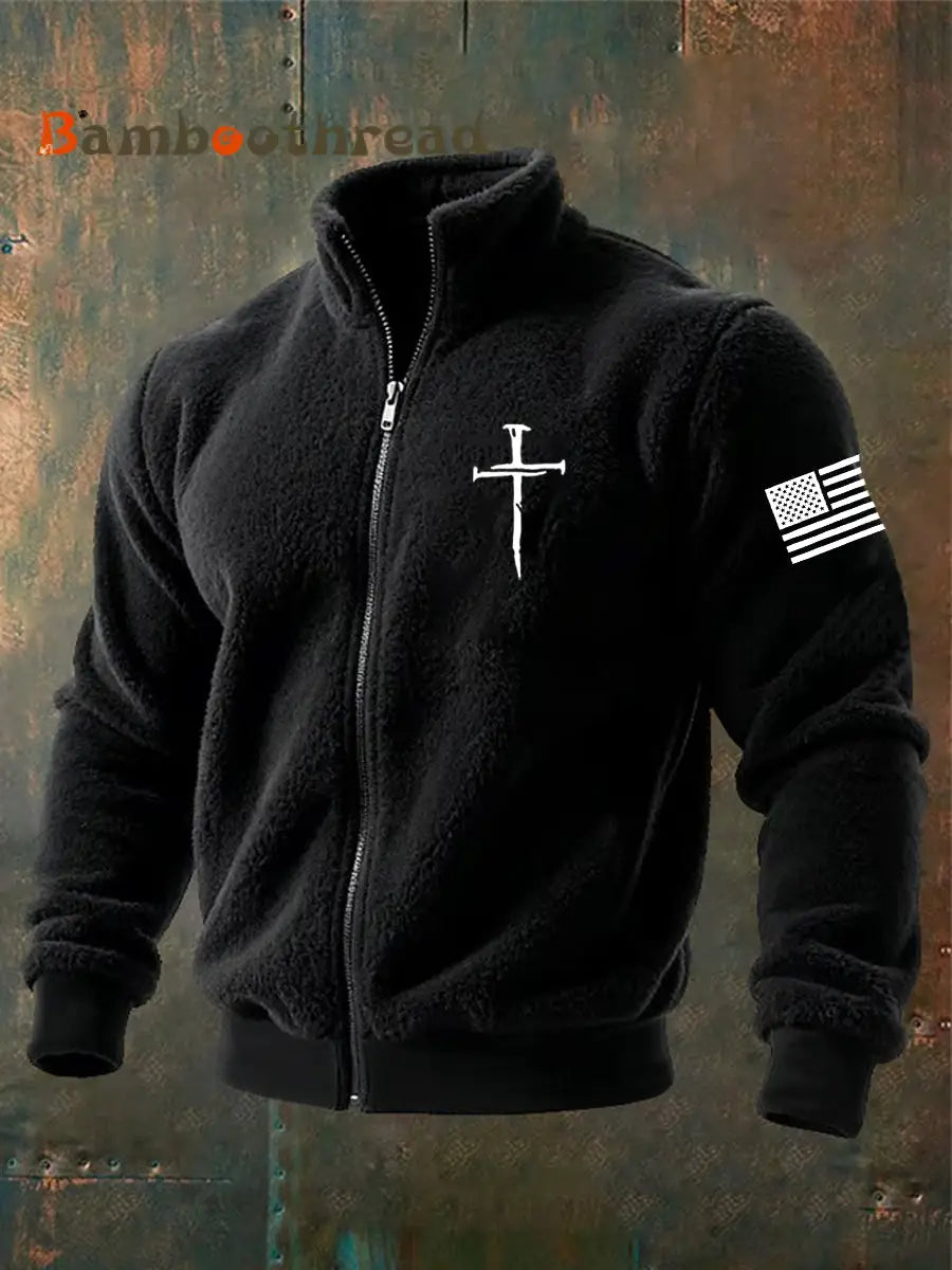 Men’s Jesus The Way The Truth The Life John 14:6 Christian Cross Zipper Flannel Hoodie