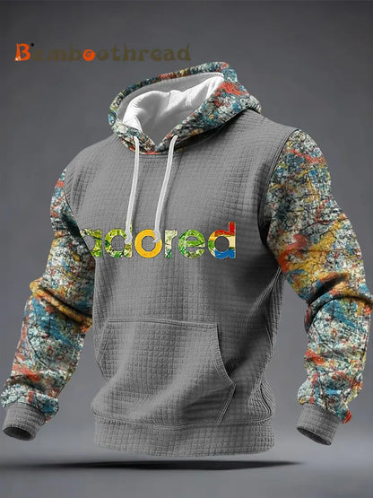 Men’s Lemon Roses Music Lover Printed Checkered Cotton Hoodie Gray / S