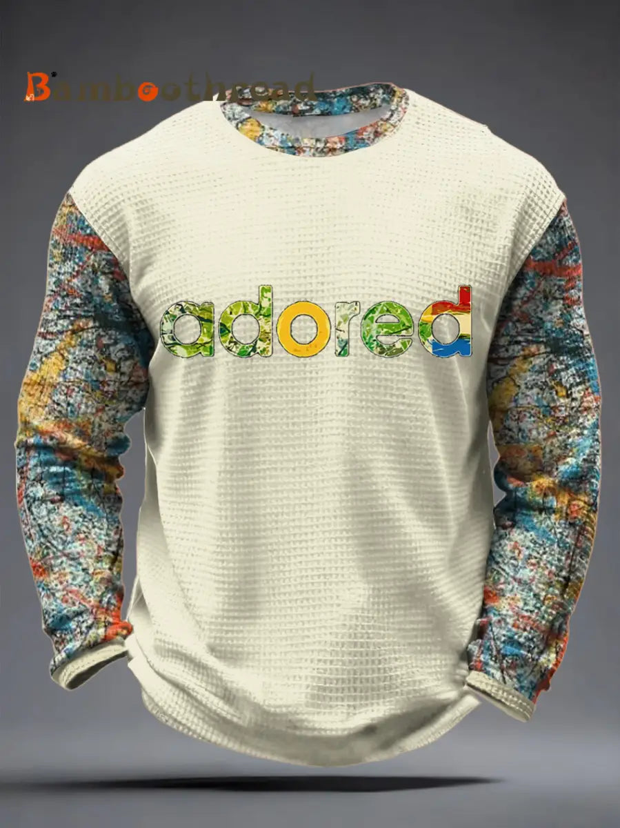 Men’s Lemon Roses Music Lover Printed Waffle Long Sleeve T-Shirt Creamy-White / S