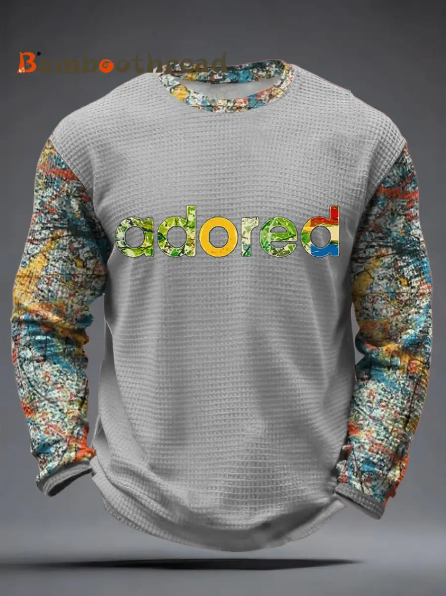 Men’s Lemon Roses Music Lover Printed Waffle Long Sleeve T-Shirt Gray / S