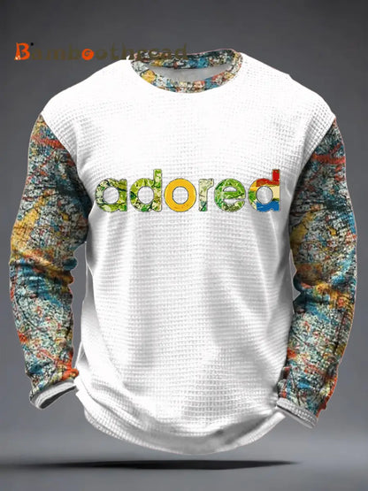 Men’s Lemon Roses Music Lover Printed Waffle Long Sleeve T-Shirt White / S